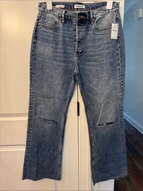 Vigoss Blue Distressed Straight-Leg Jeans